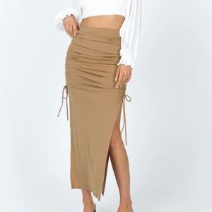 Princess Polly Isla Midi Skirt in Tan